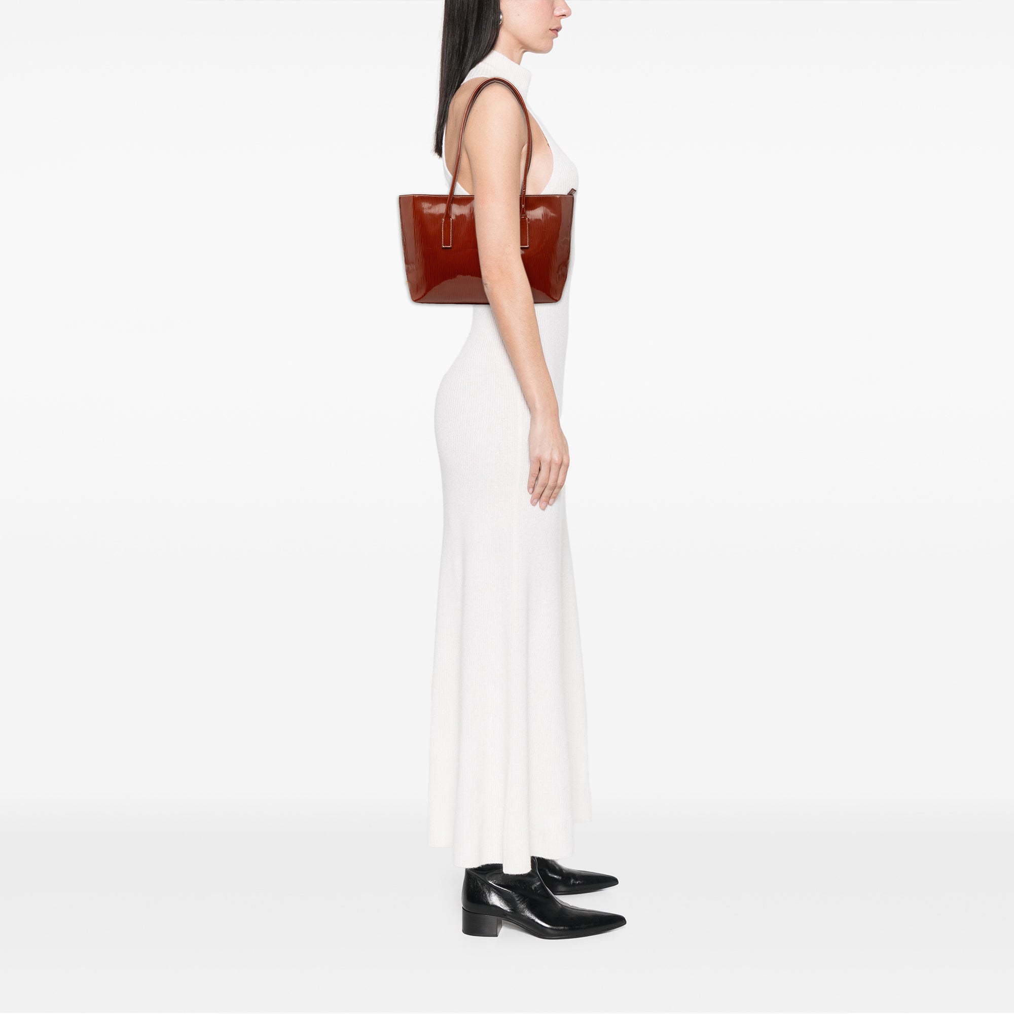 Textured Patent St Grana Paglia Tote - Image 6