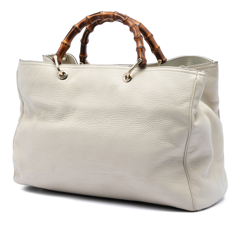 Large Calfskin Bamboo Shopper Satchel - Image 2