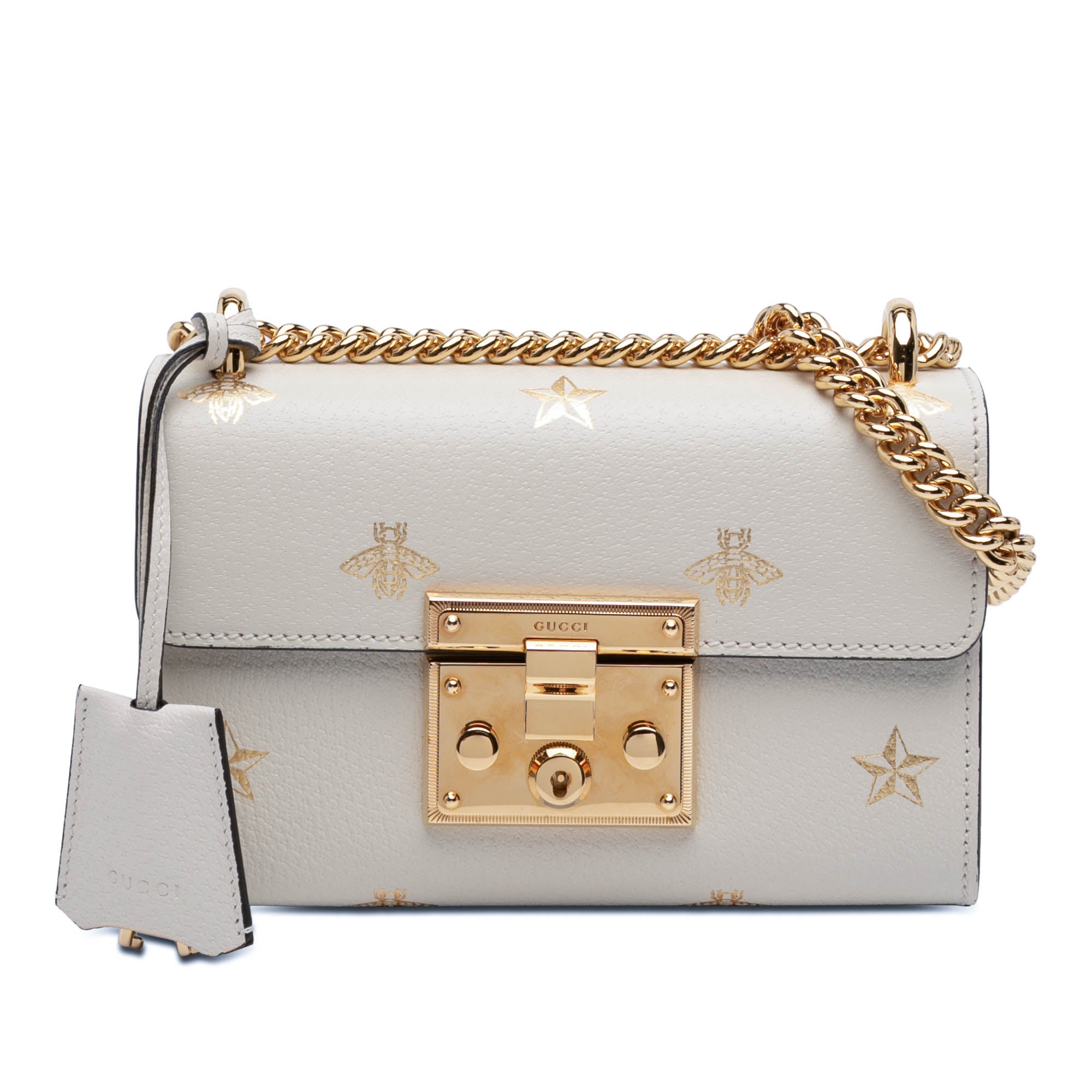 Small Leather Bee Star Padlock Crossbody - Image 1
