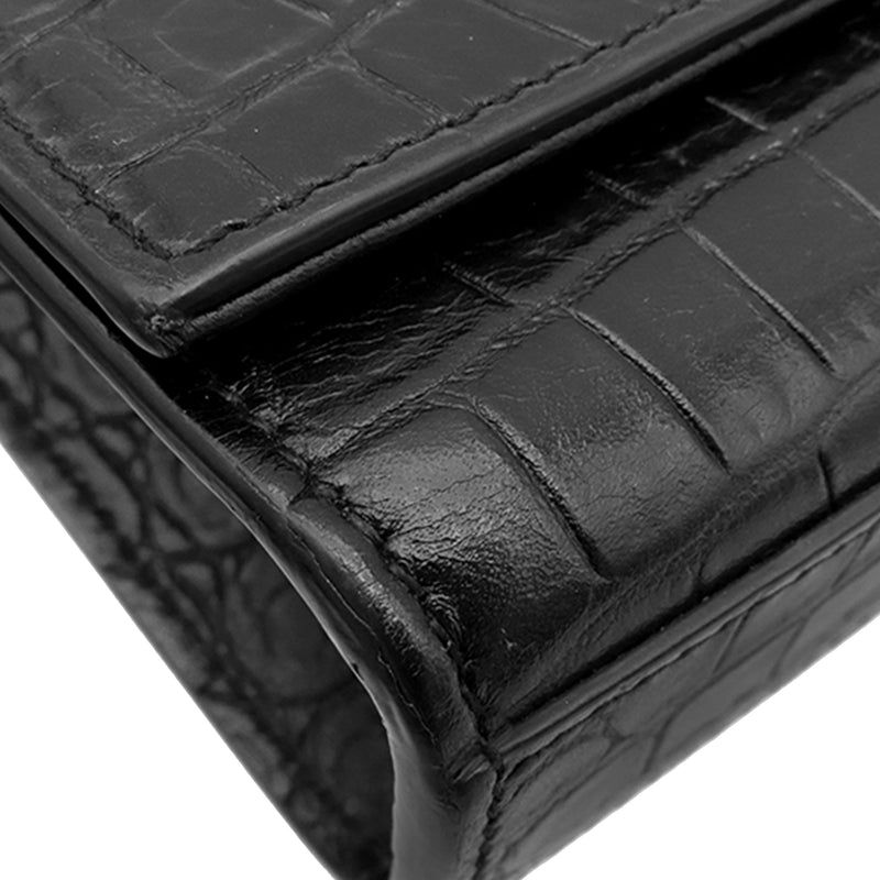 Small Croc Embossed Leather Monogram Kate Tassel Crossbody - Image 15