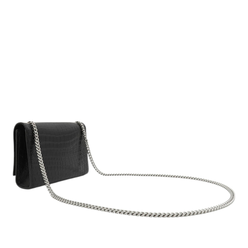 Small Croc Embossed Leather Monogram Kate Tassel Crossbody - Image 2