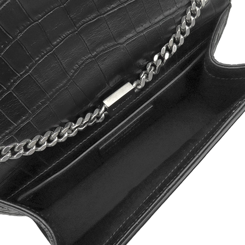Small Croc Embossed Leather Monogram Kate Tassel Crossbody - Image 4