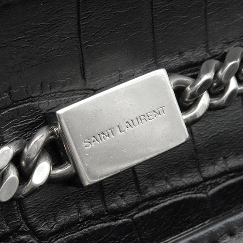 Small Croc Embossed Leather Monogram Kate Tassel Crossbody - Image 6