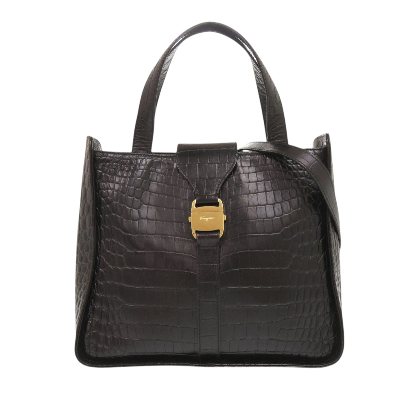 Croc Embossed Leather Vara Satchel - Image 1