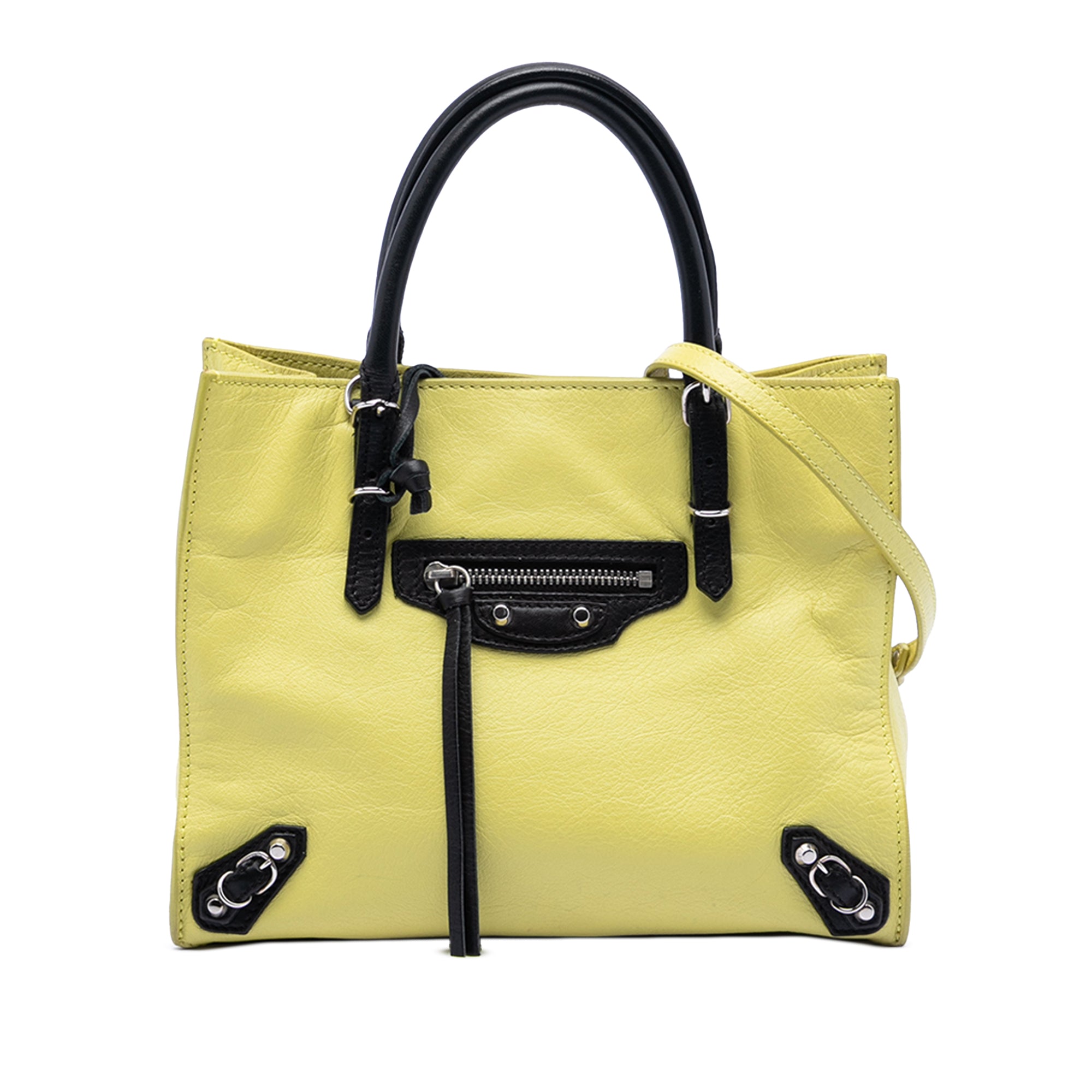 Mini Bicolor Leather Papier A4 Zip Around Tote - Image 1