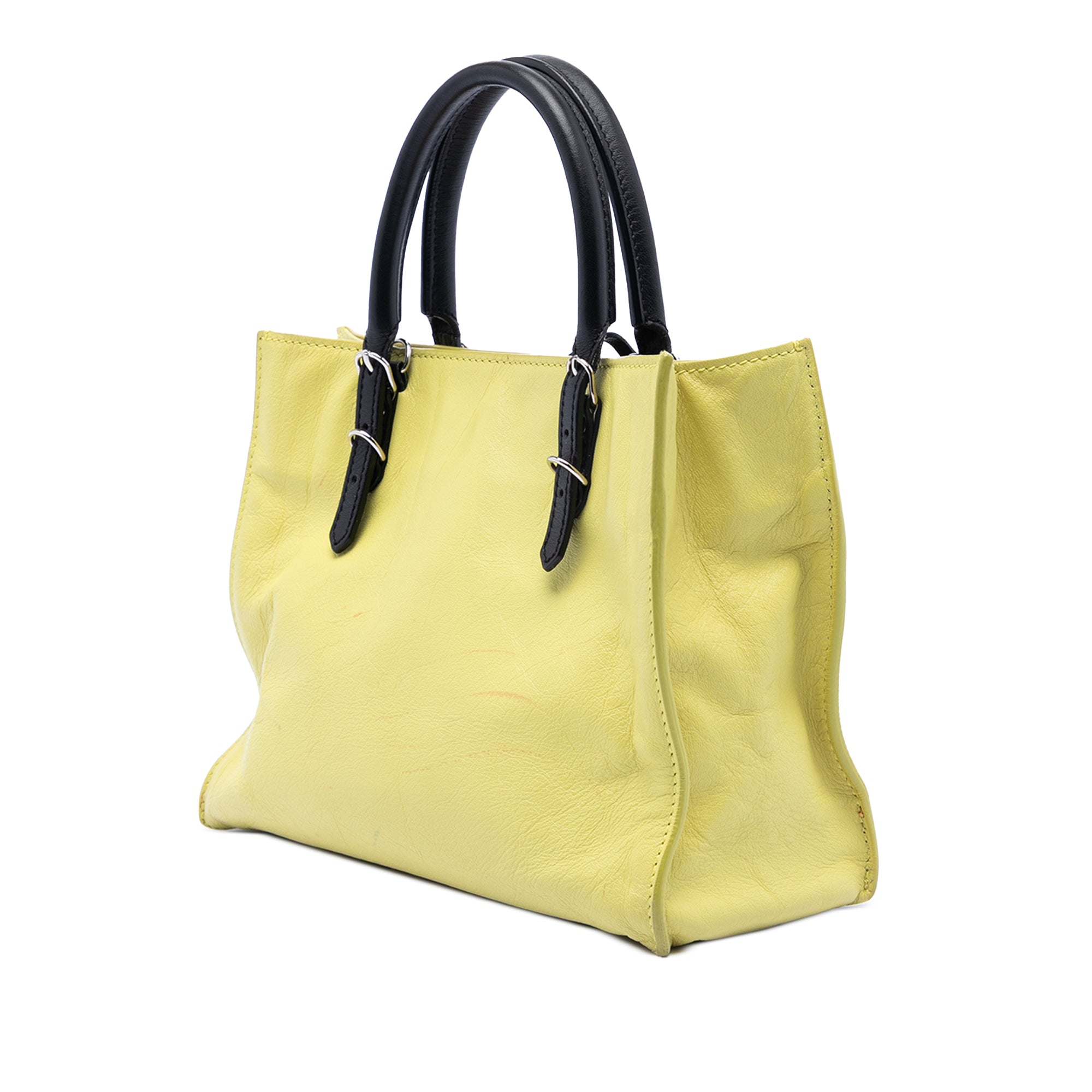 Mini Bicolor Leather Papier A4 Zip Around Tote - Image 2