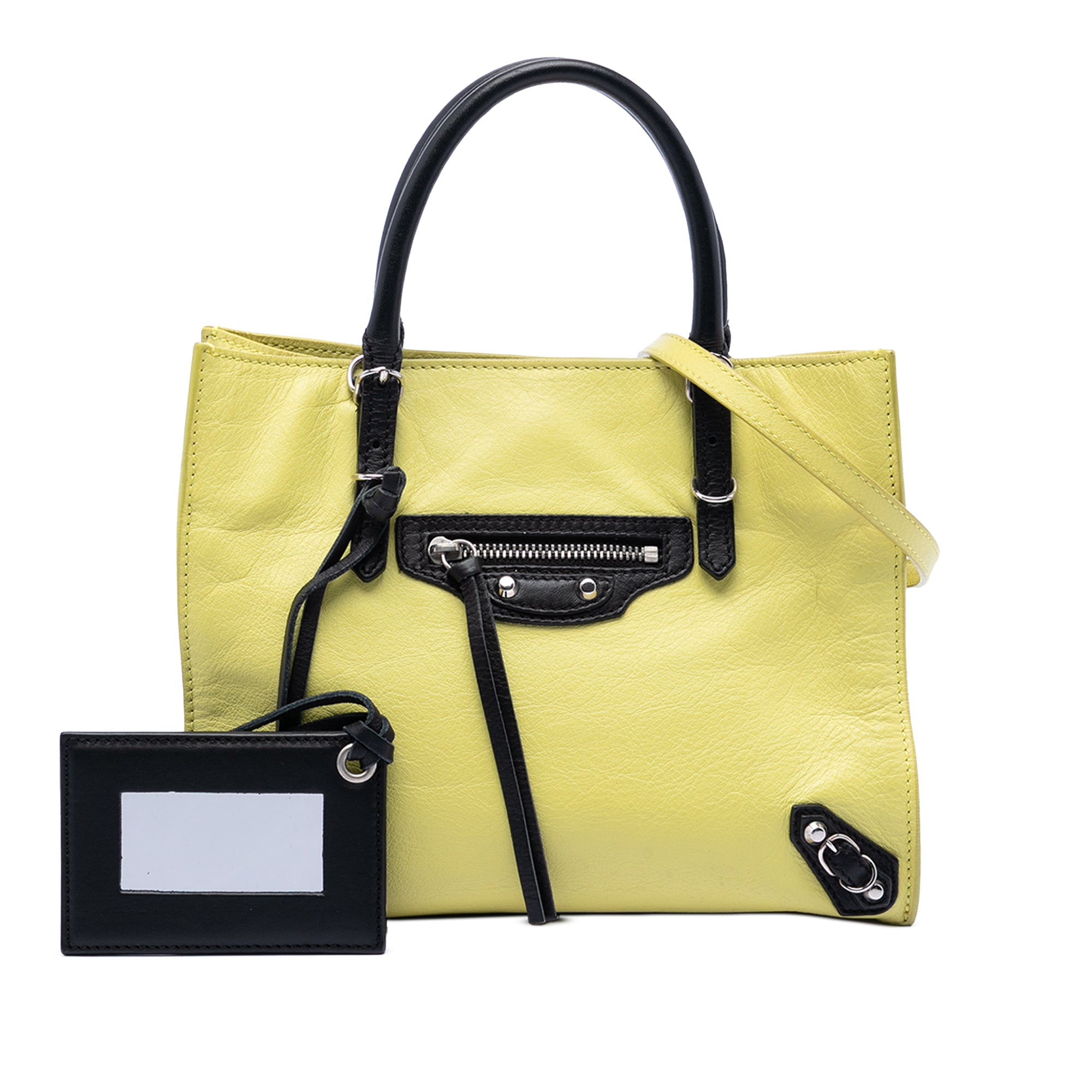 Mini Bicolor Leather Papier A4 Zip Around Tote - Image 8