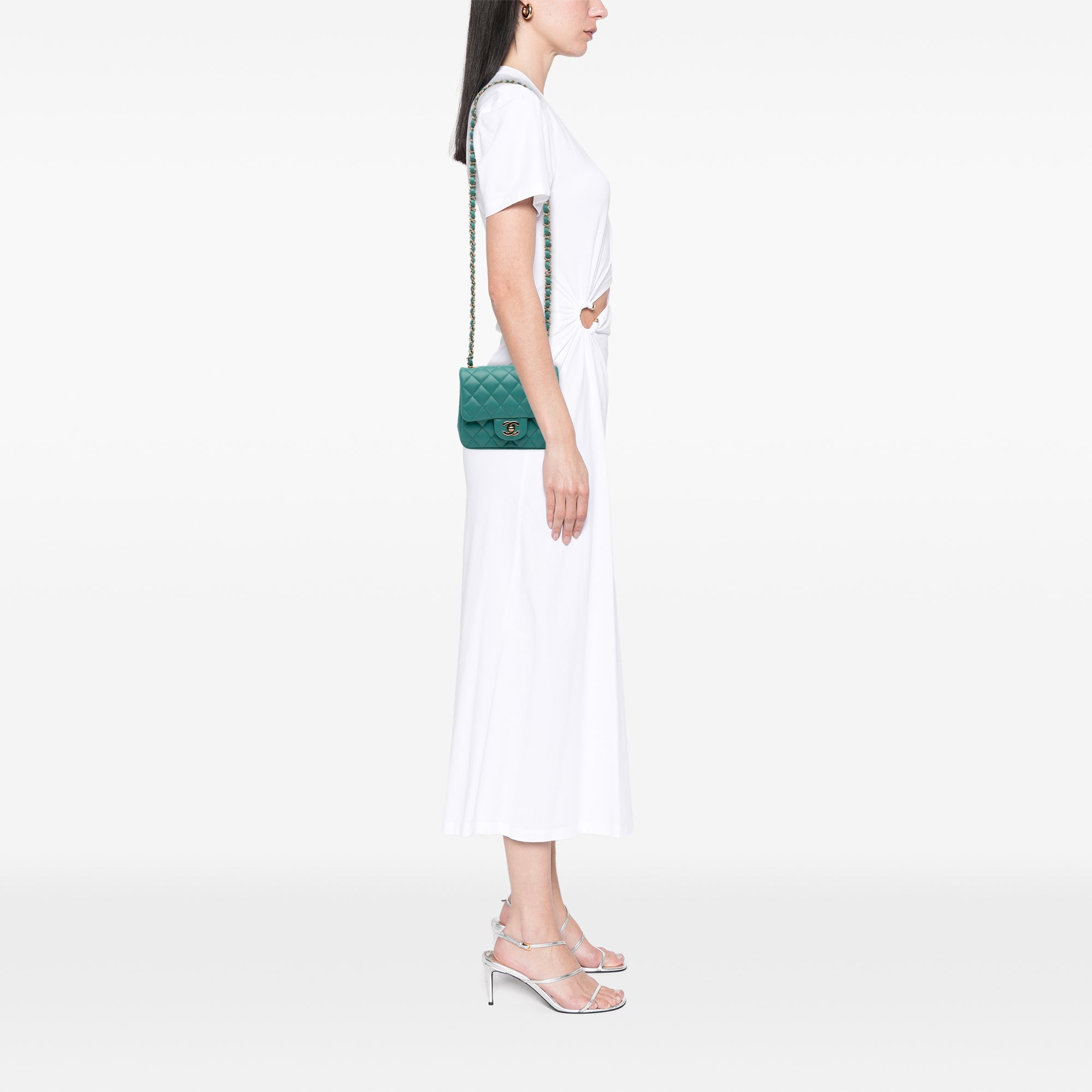 Mini Square Classic Lambskin Single Flap - Image 7