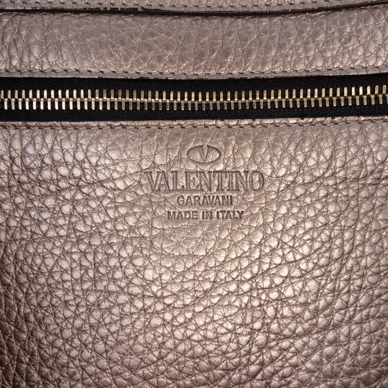 Medium Metallic Leather Rockstud Trapeze Satchel - Image 5