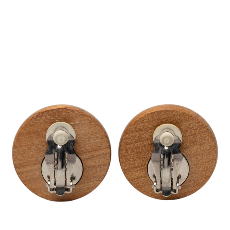 Wood and Palladium Sellier Clip On Earrings - Image 2