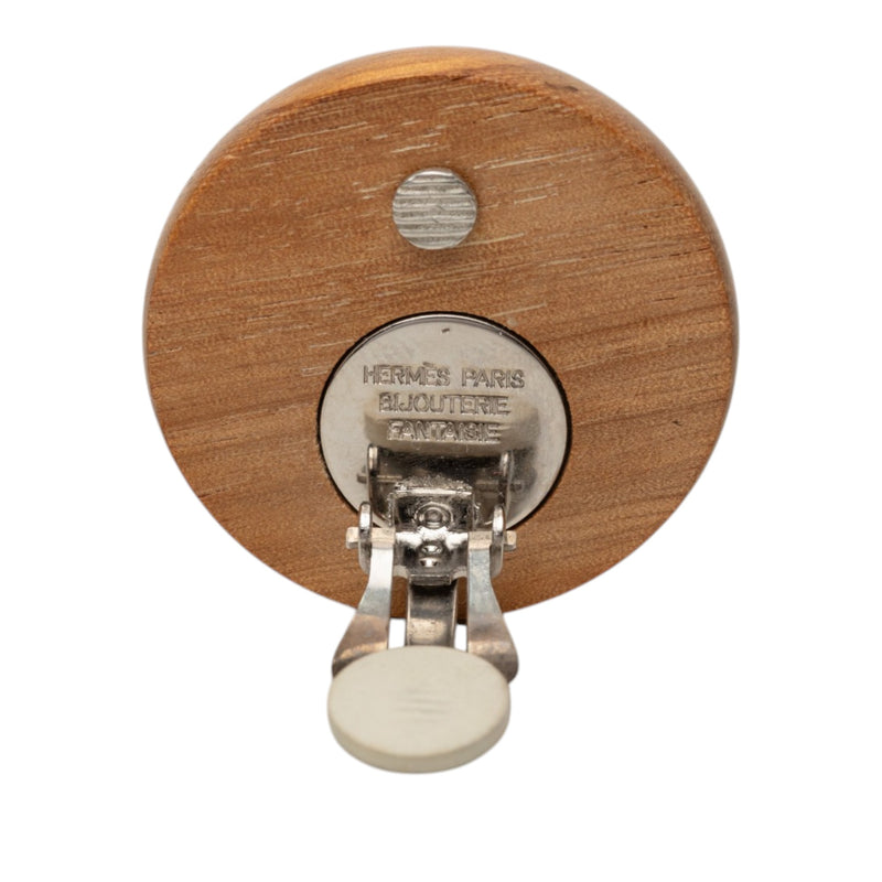 Wood and Palladium Sellier Clip On Earrings - Image 3
