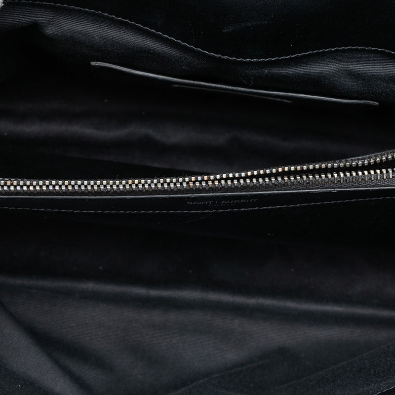Large Croc Embossed Nubuck Monogram College Satchel - Image 4