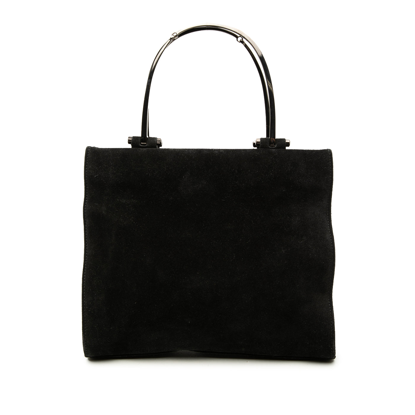 Suede Metal Handle Bag - Image 1