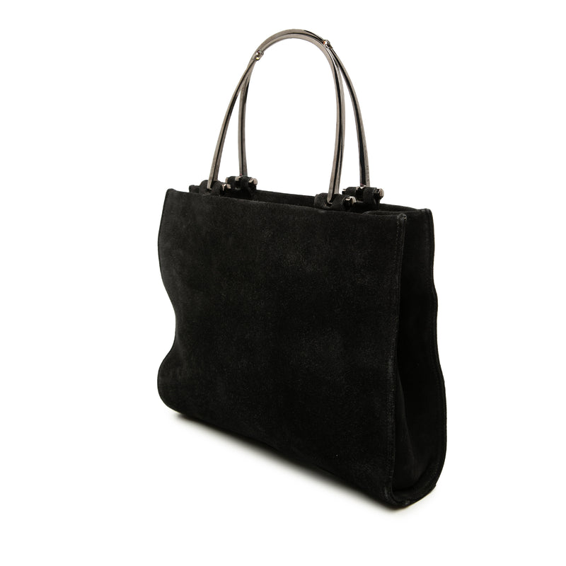 Suede Metal Handle Bag - Image 2