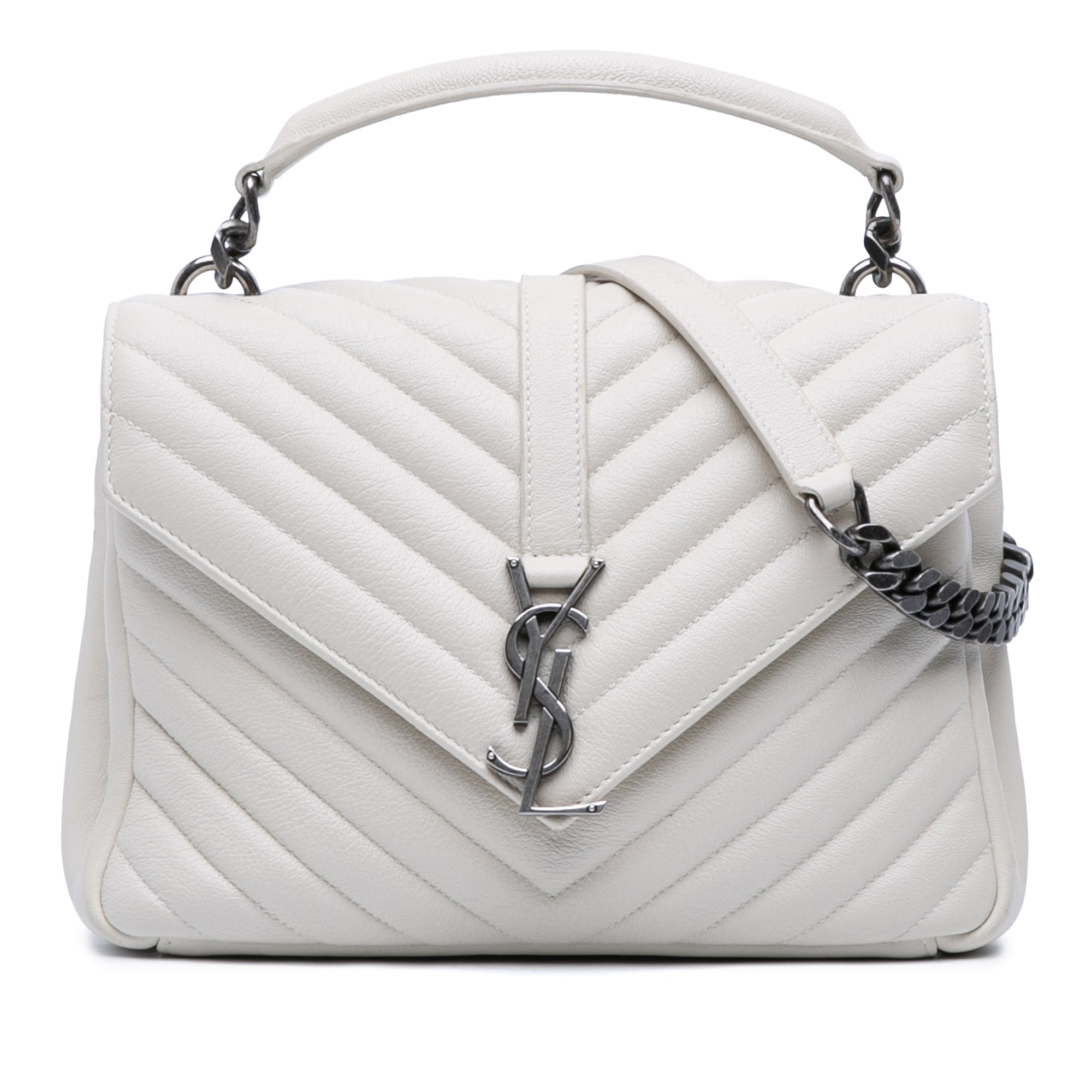 Medium Chevron Sheepskin Monogram College Satchel - Image 1
