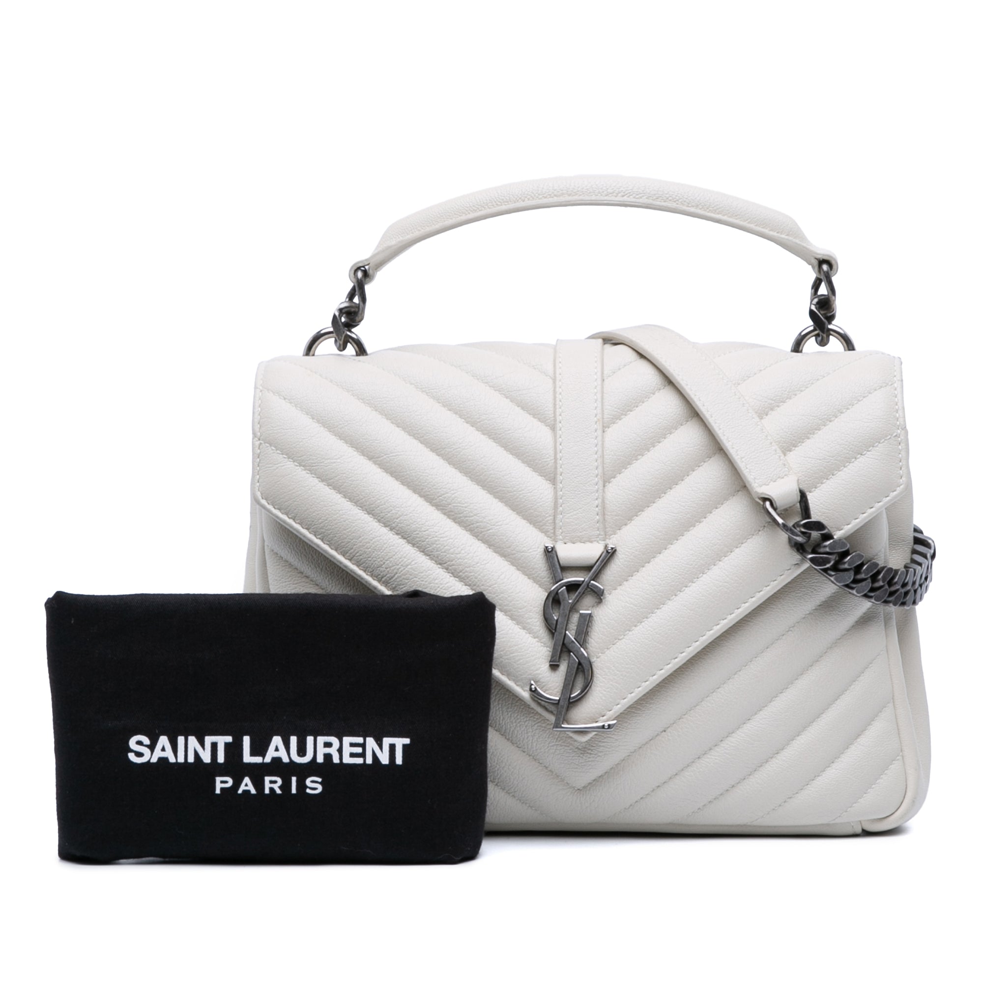 Medium Chevron Sheepskin Monogram College Satchel - Image 10