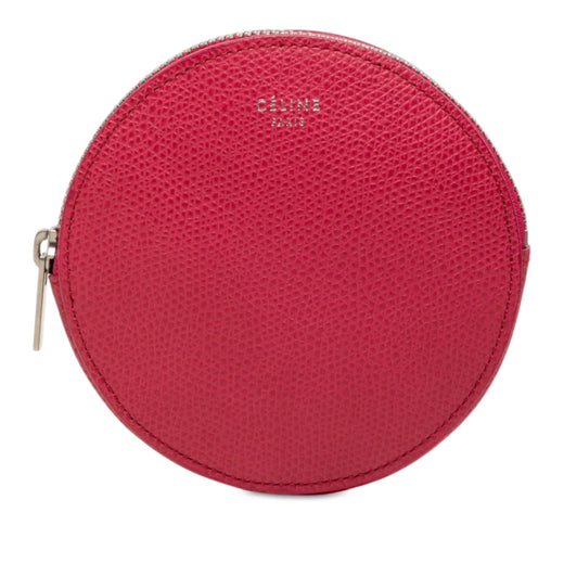 Grained Calfskin Round Zip Coin Pouch - Image 1