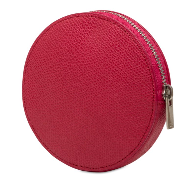 Grained Calfskin Round Zip Coin Pouch - Image 2