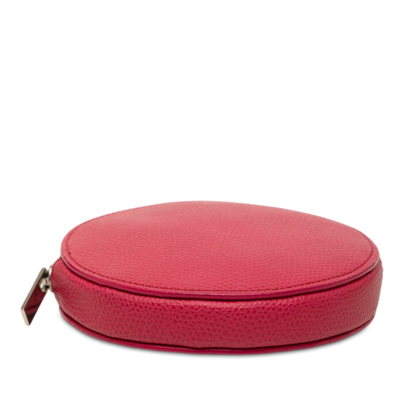 Grained Calfskin Round Zip Coin Pouch - Image 3