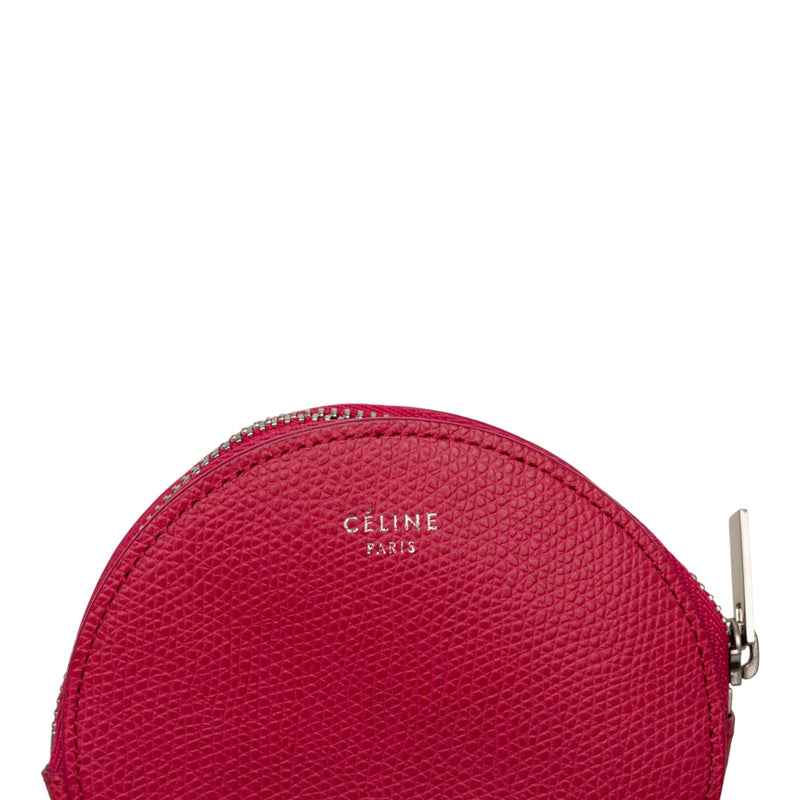 Grained Calfskin Round Zip Coin Pouch - Image 5