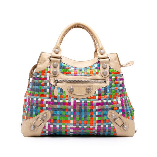 Lambskin Woven Motocross Giant 21 Brief Tote - Image 1