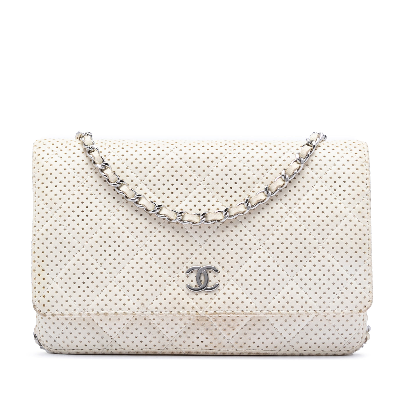 CC Quilted Perforated Lambskin Wallet On Chain - Image 1
