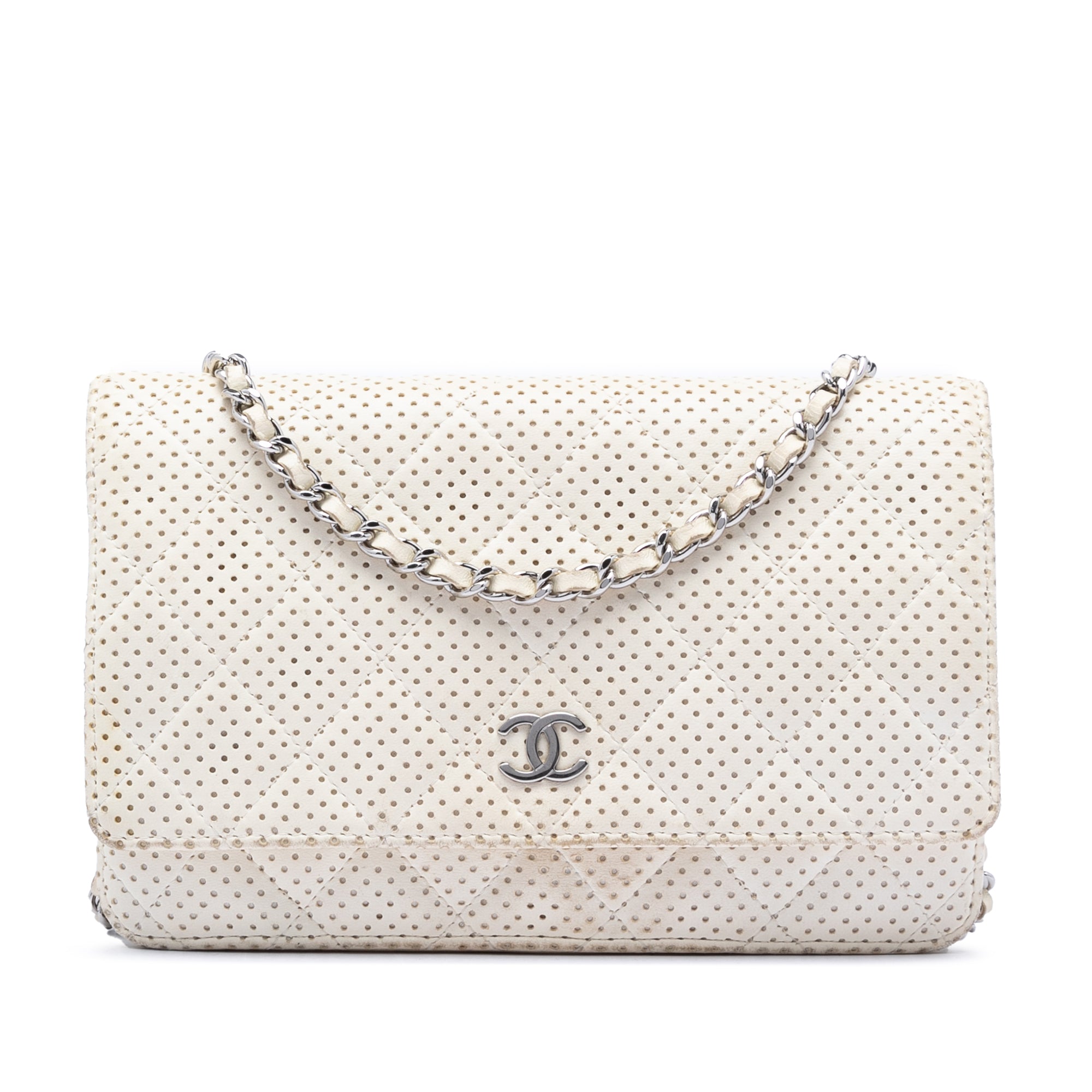 CC Quilted Perforated Lambskin Wallet On Chain - Image 1