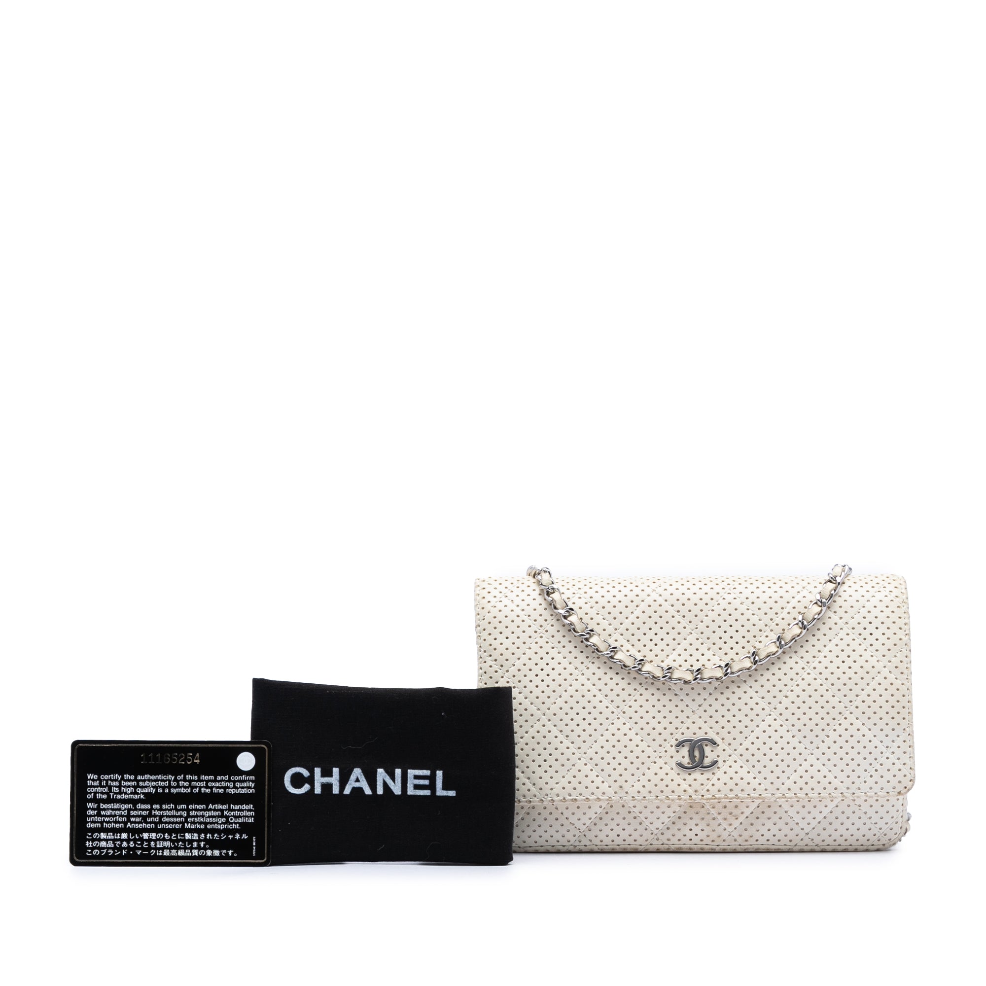 CC Quilted Perforated Lambskin Wallet On Chain - Image 7