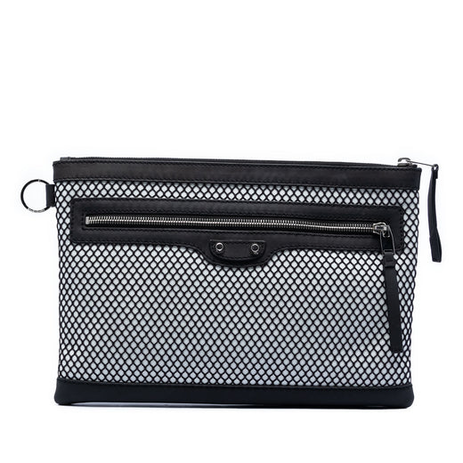Lambskin and Mesh Motocross Classic Clip M Clutch - Image 1