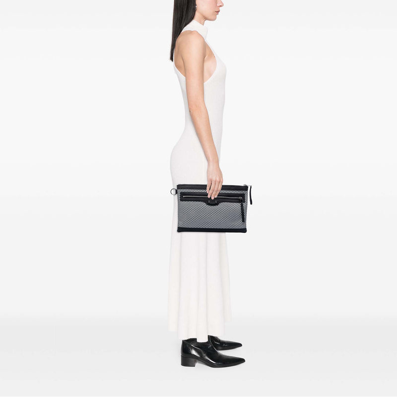 Lambskin and Mesh Motocross Classic Clip M Clutch - Image 7
