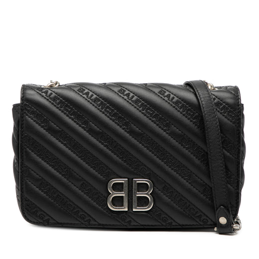 Embossed Leather Allover Logo BB Wallet on Chain - Image 1
