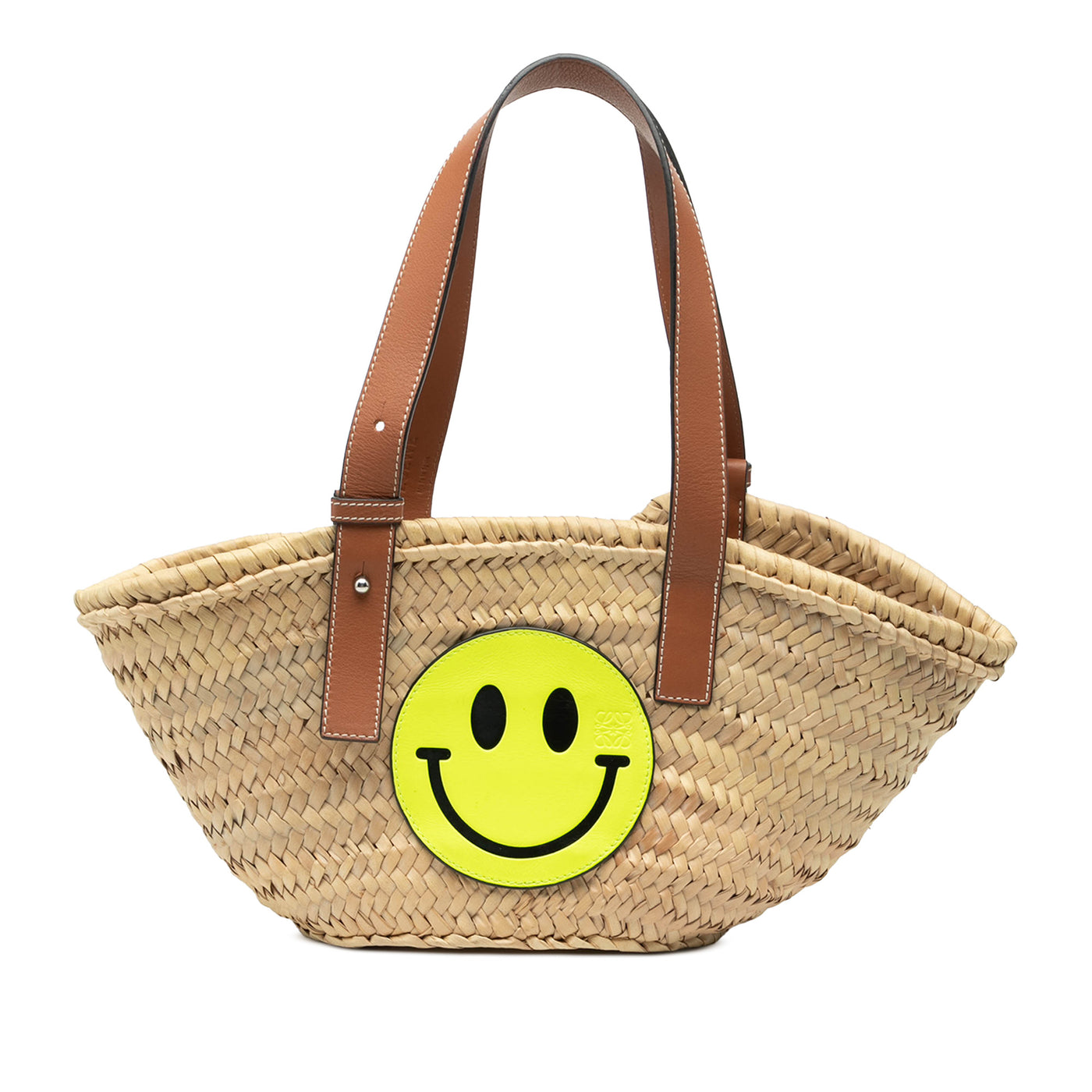 Paulas Ibiza Smiley Small Raffia Basket Tote - Image 1