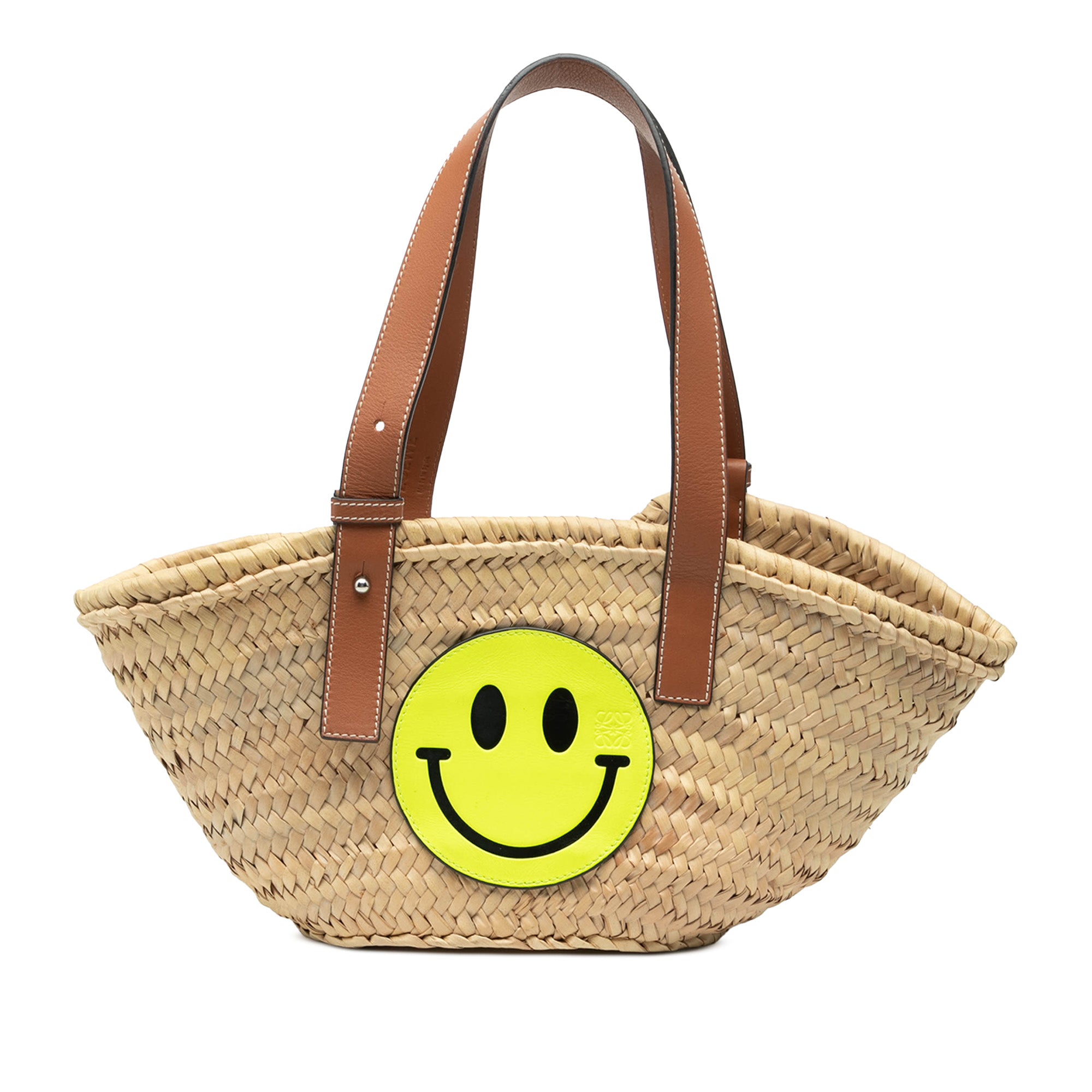 Paulas Ibiza Smiley Small Raffia Basket Tote - Image 1