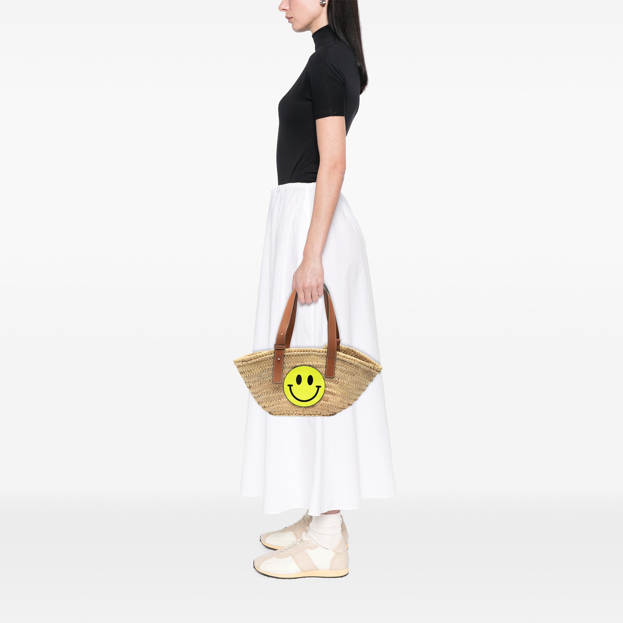 Paulas Ibiza Smiley Small Raffia Basket Tote - Image 7