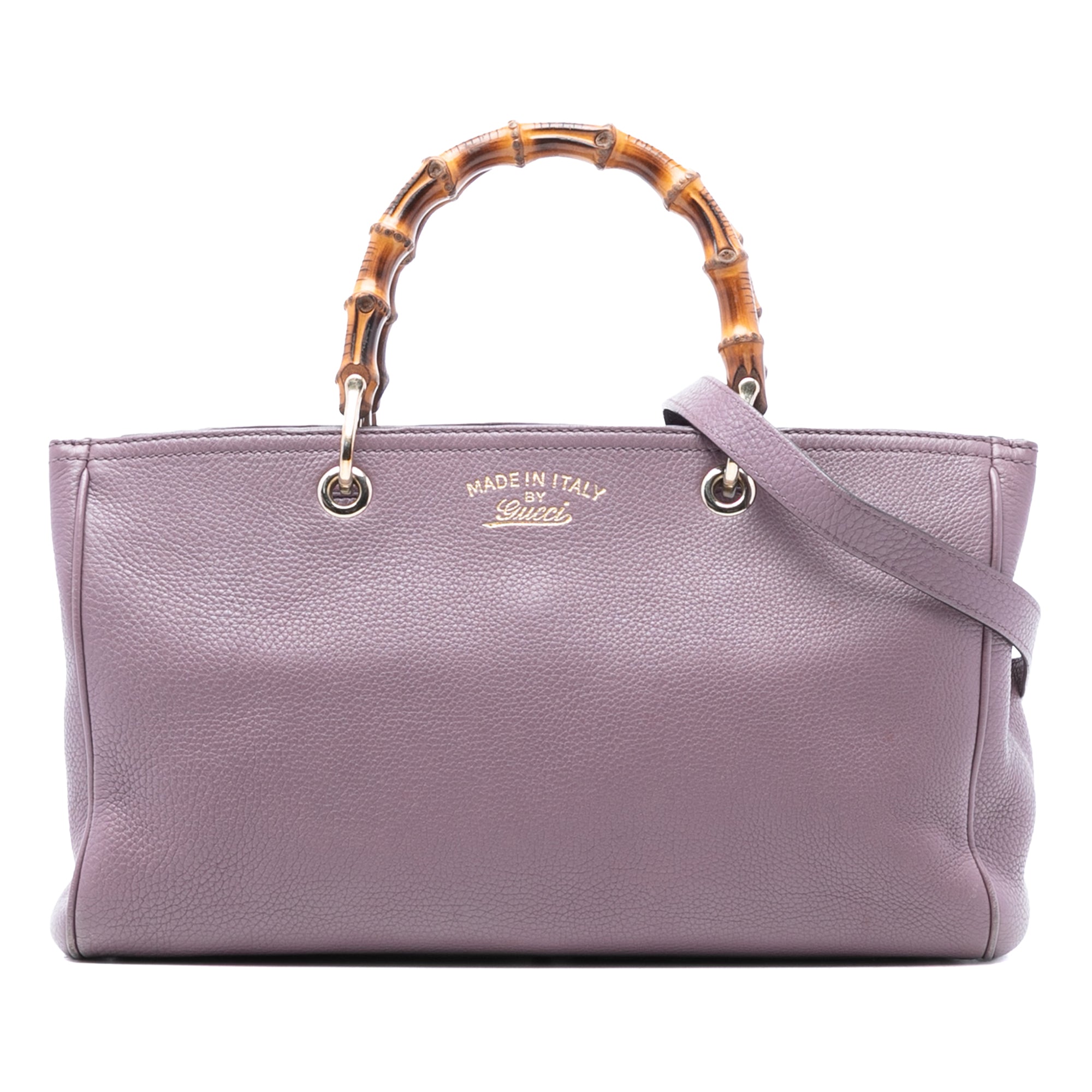 Medium Calfskin Bamboo Shopper Satchel - Image 1