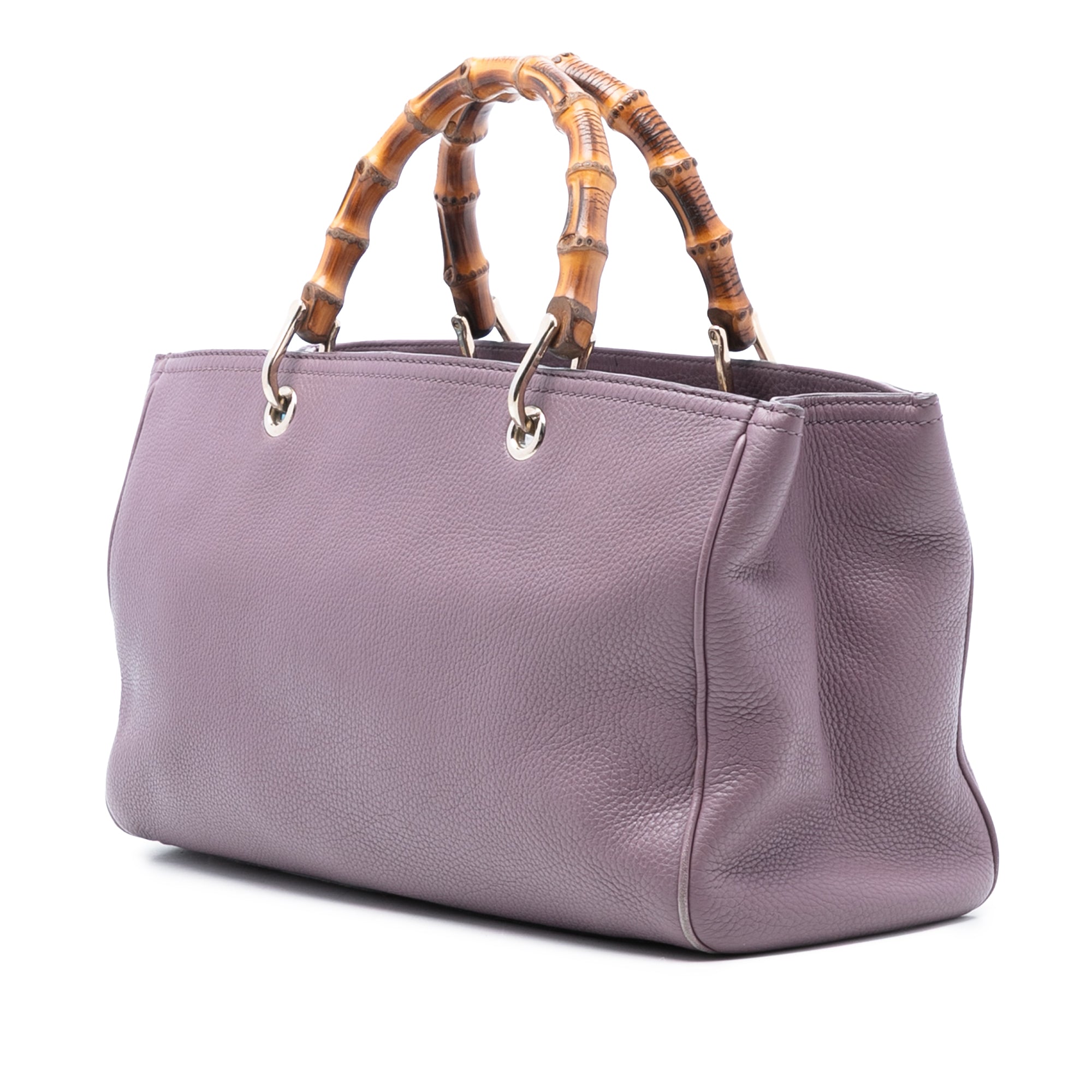 Medium Calfskin Bamboo Shopper Satchel - Image 2