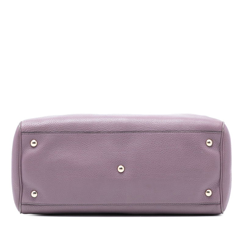 Medium Calfskin Bamboo Shopper Satchel - Image 3
