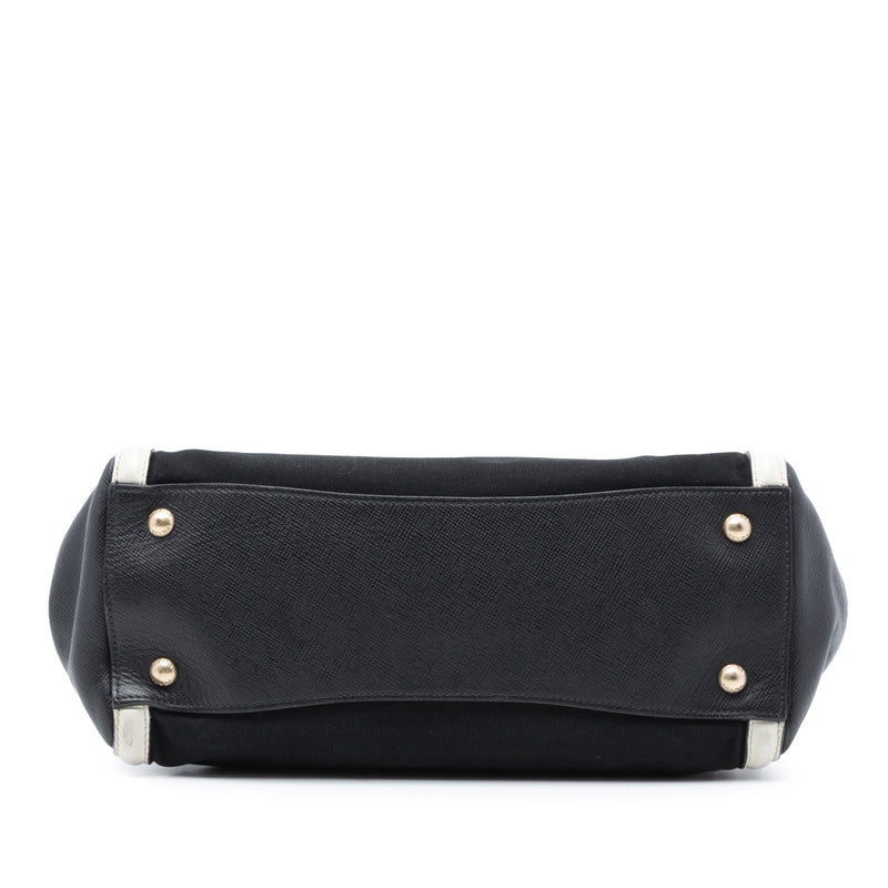 Bicolor Saffiano Cuir Trimmed Canvas Satchel - Image 3