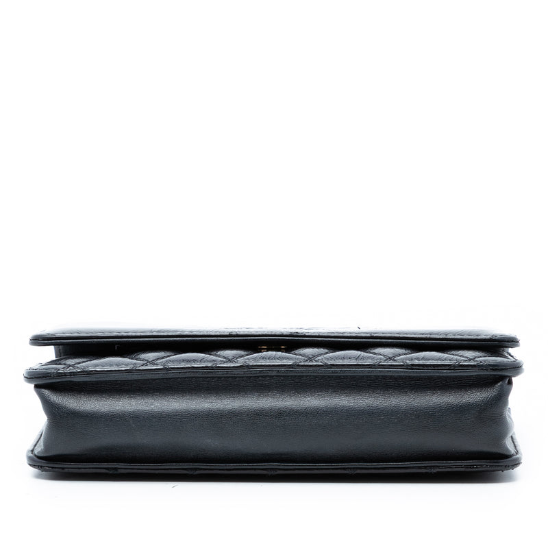 CC Quilted Shiny Aged Calfskin Wallet On Chain - Image 3
