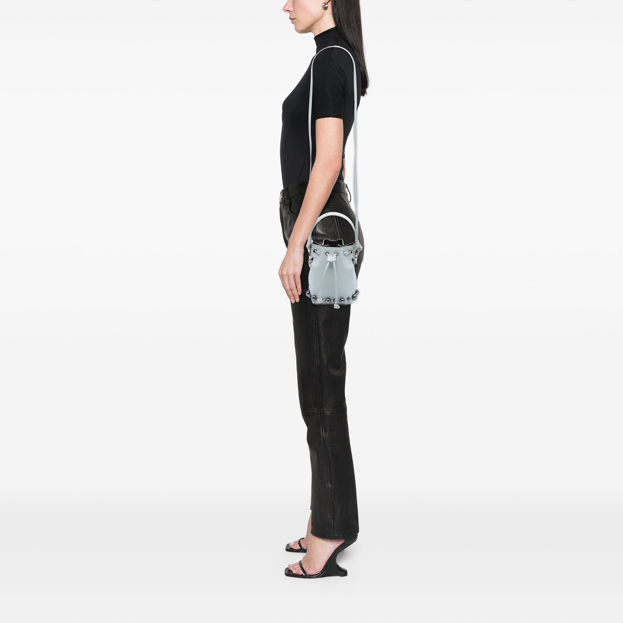 Mini Leather Pearl Mon Tresor Bucket Bag - Image 7