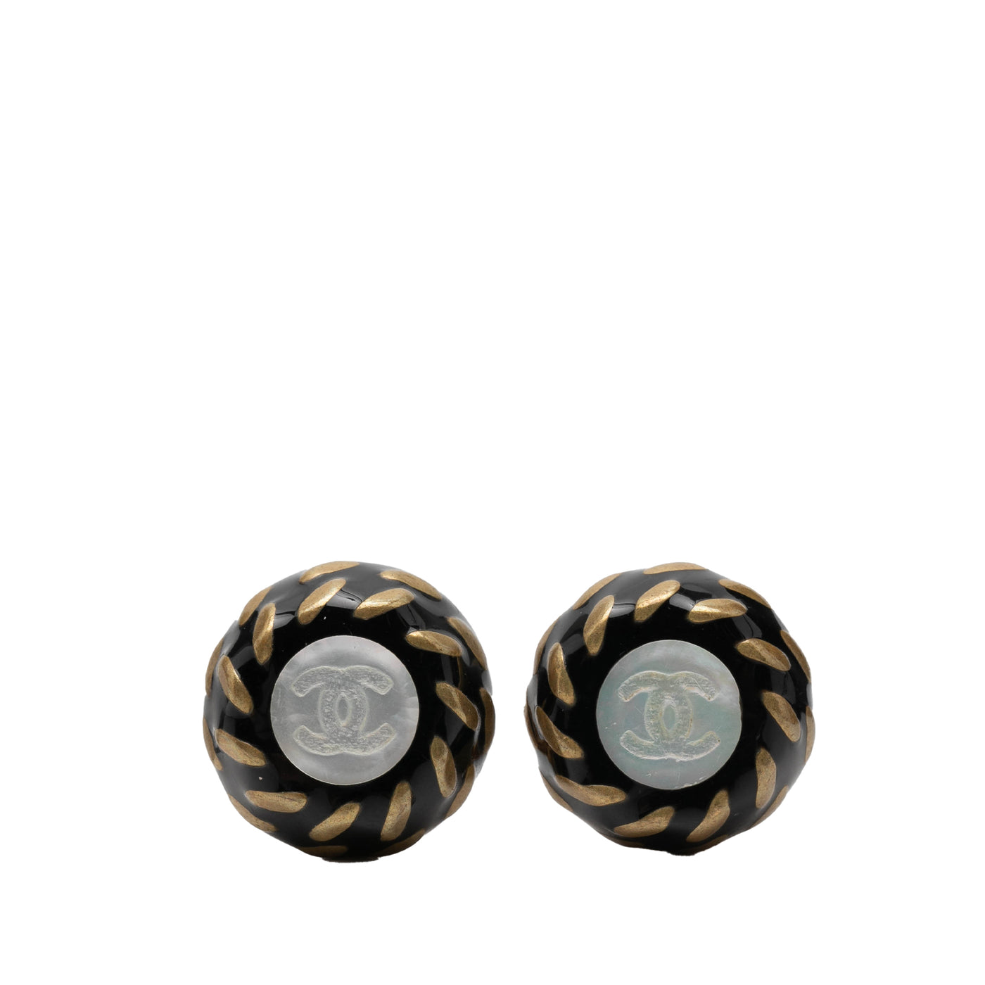 Resin and Gold Plated CC Button Clip On Earrings - Image 1