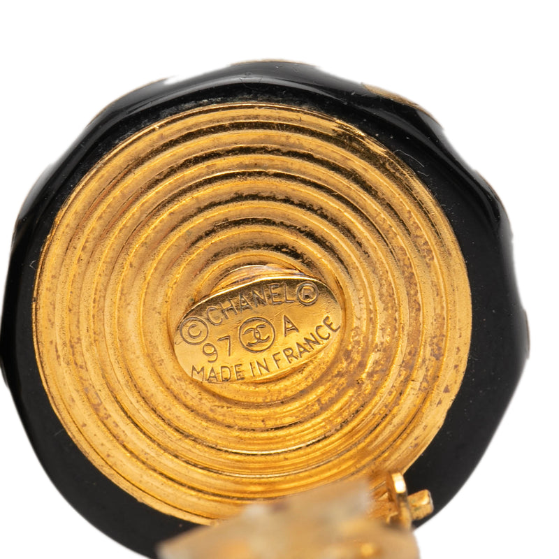 Resin and Gold Plated CC Button Clip On Earrings - Image 3