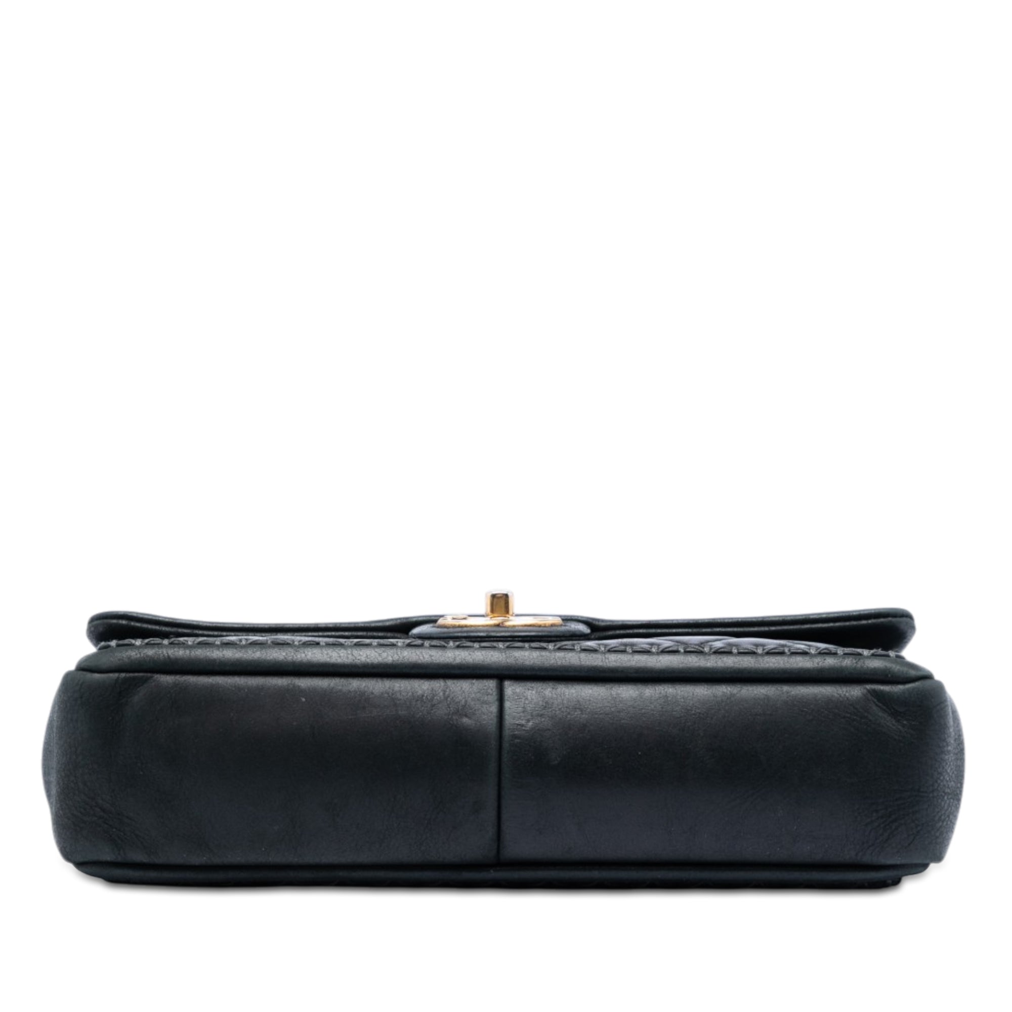 CC Quilted Iridescent Calfskin Whipstitch Single Flap - Image 3