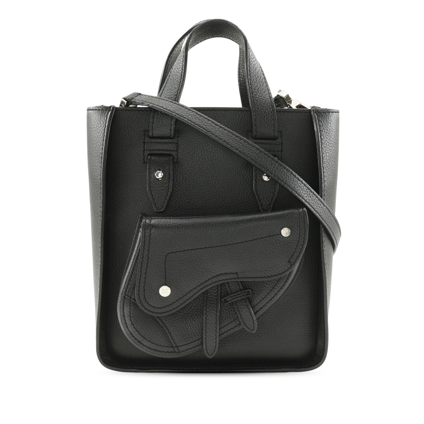 Mini Grained Calfskin Saddle Tote - Image 1