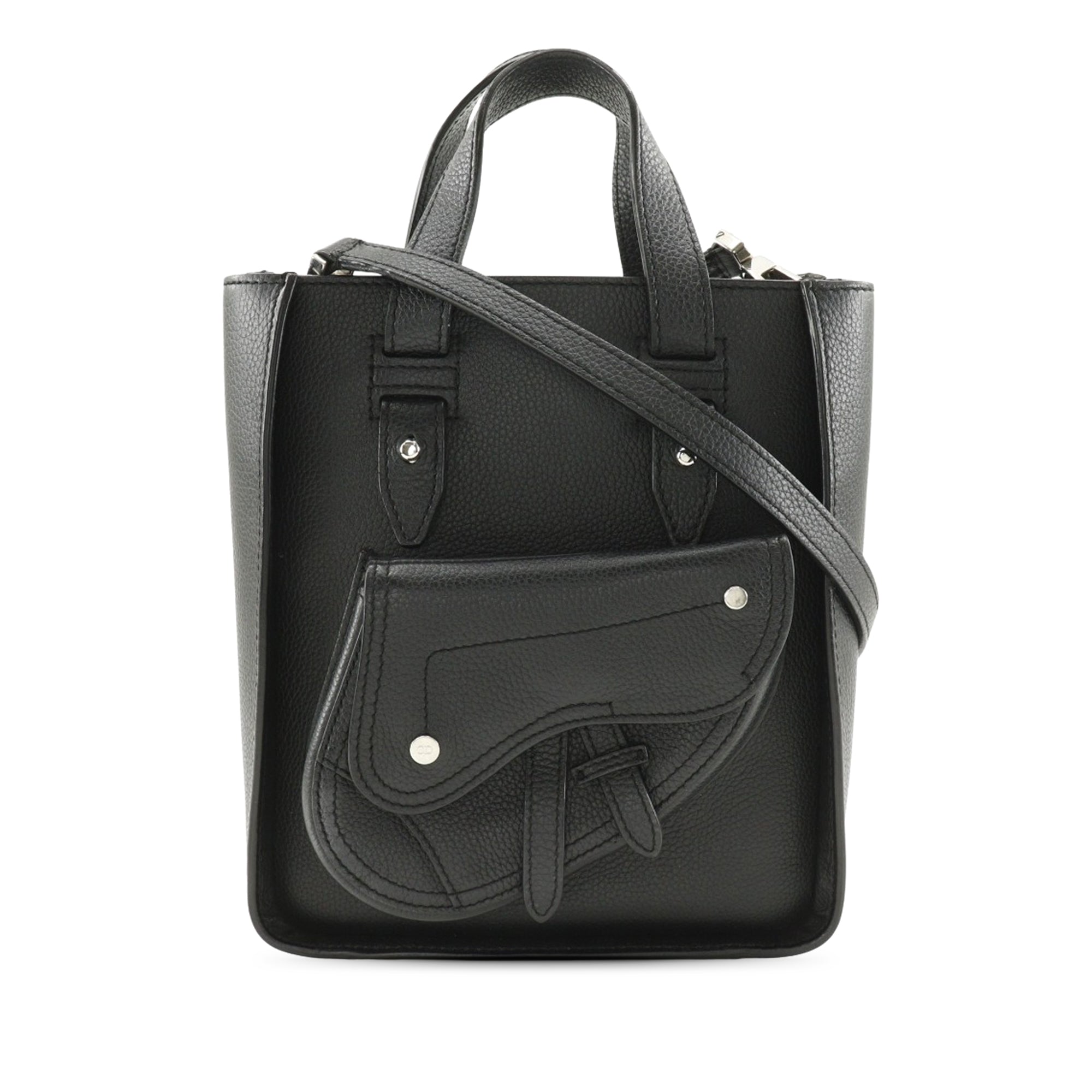 Mini Grained Calfskin Saddle Tote - Image 1