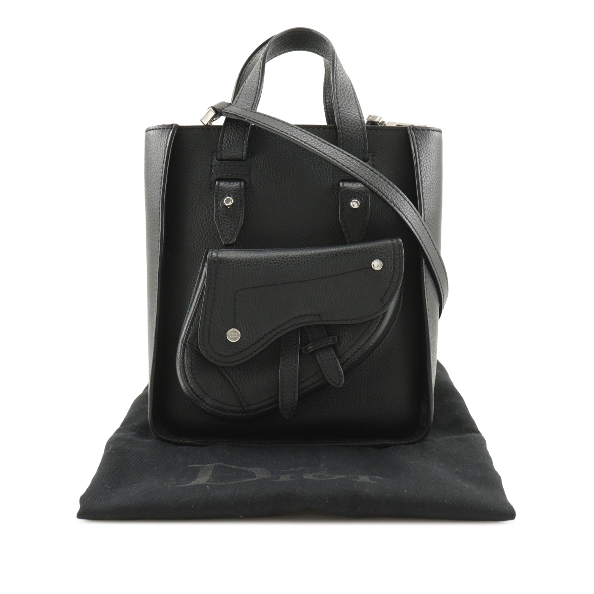 Mini Grained Calfskin Saddle Tote - Image 13