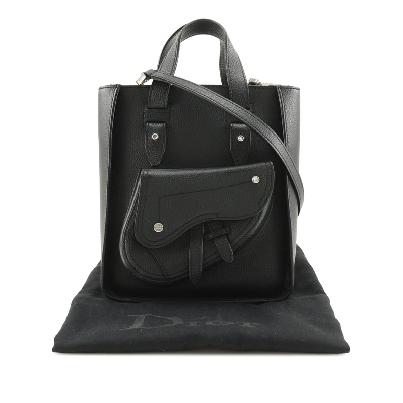 Mini Grained Calfskin Saddle Tote - Image 13