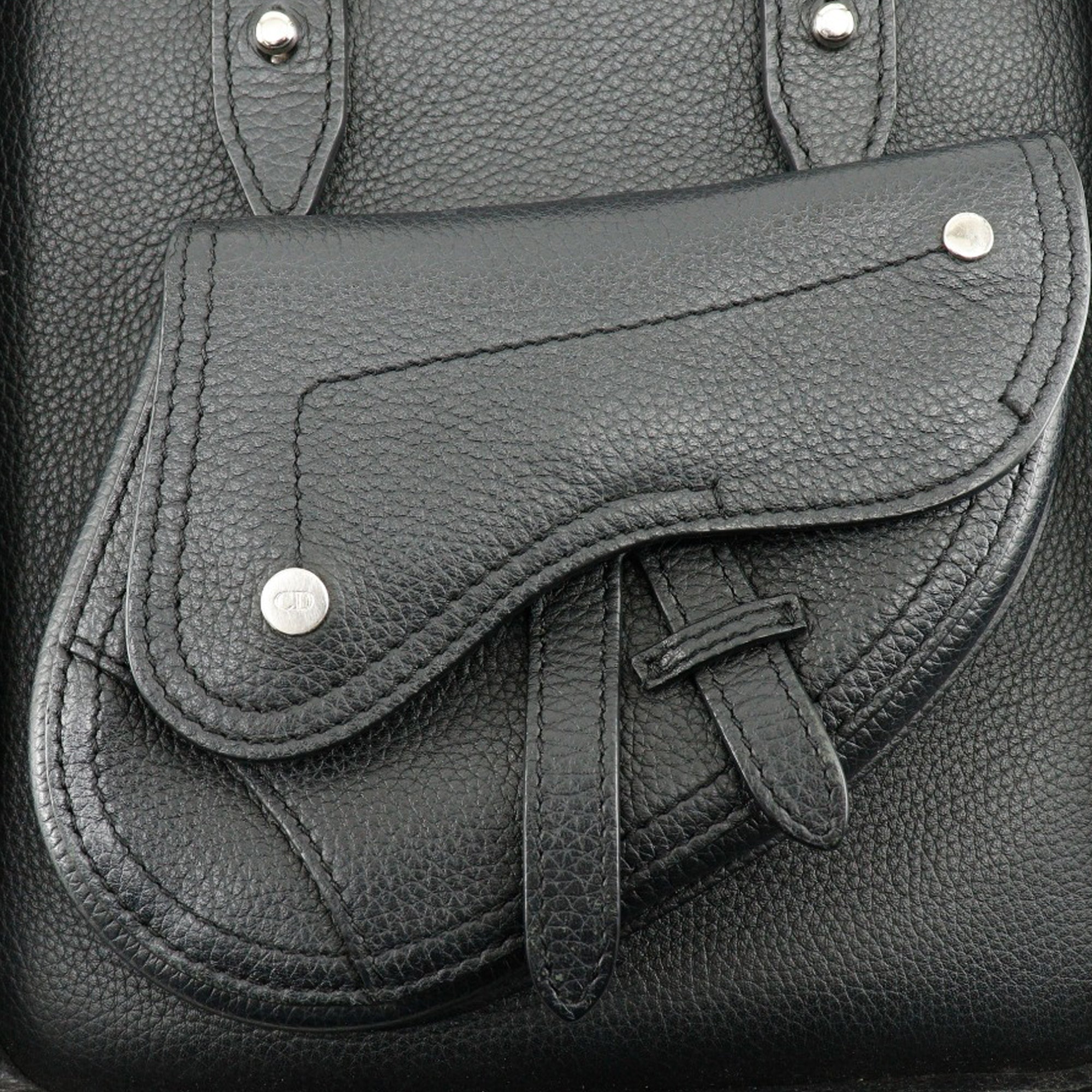 Mini Grained Calfskin Saddle Tote - Image 4