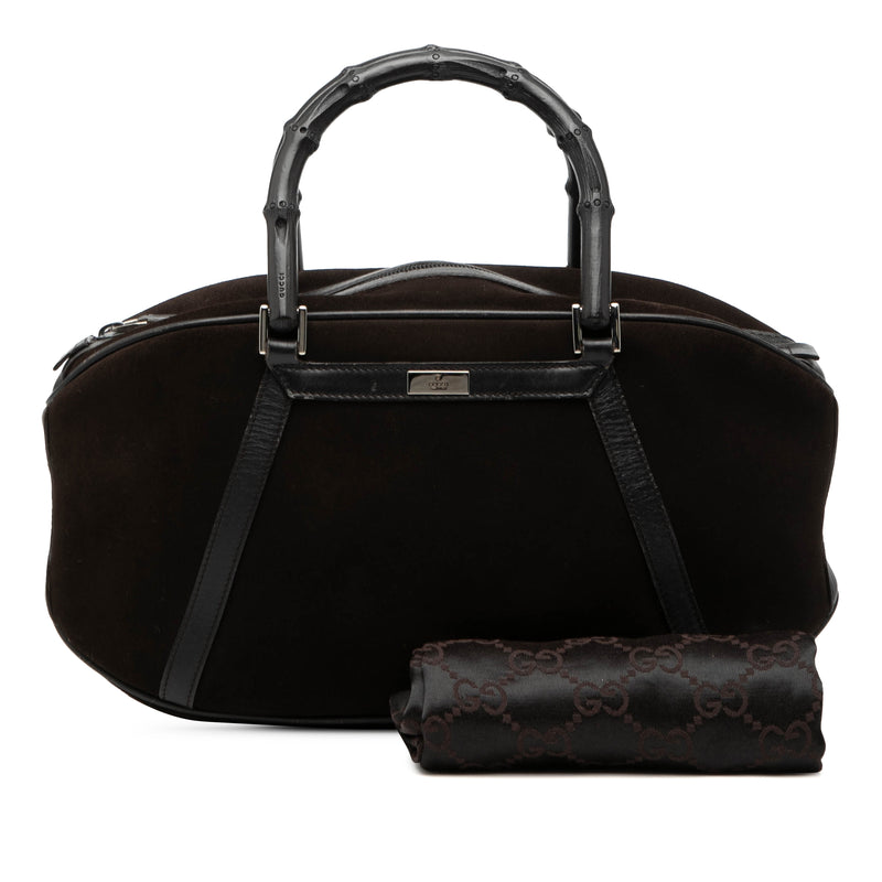 Suede Bamboo Handbag - Image 8