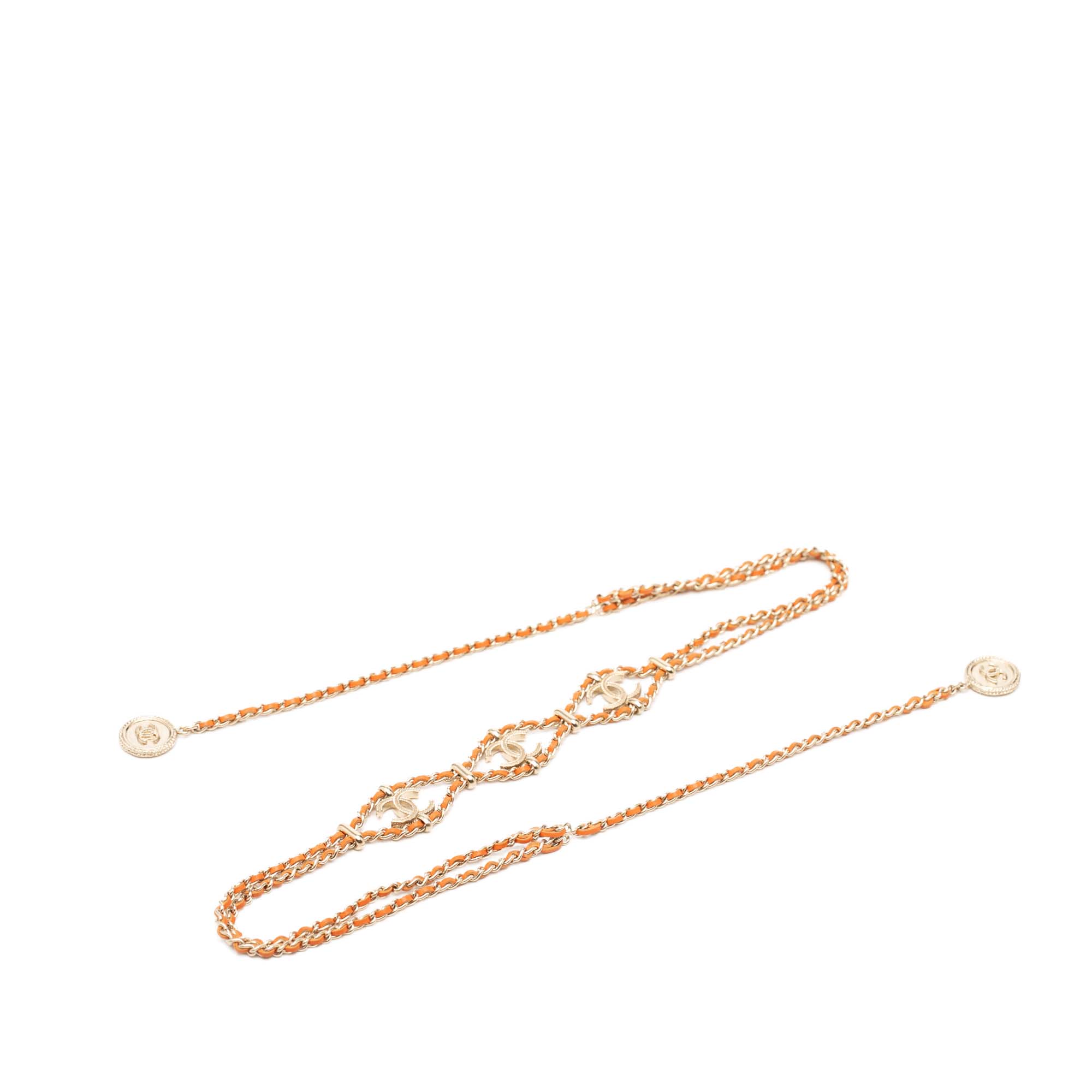 CC Gold Plated Leather Woven Wrap Choker Necklace - Image 1